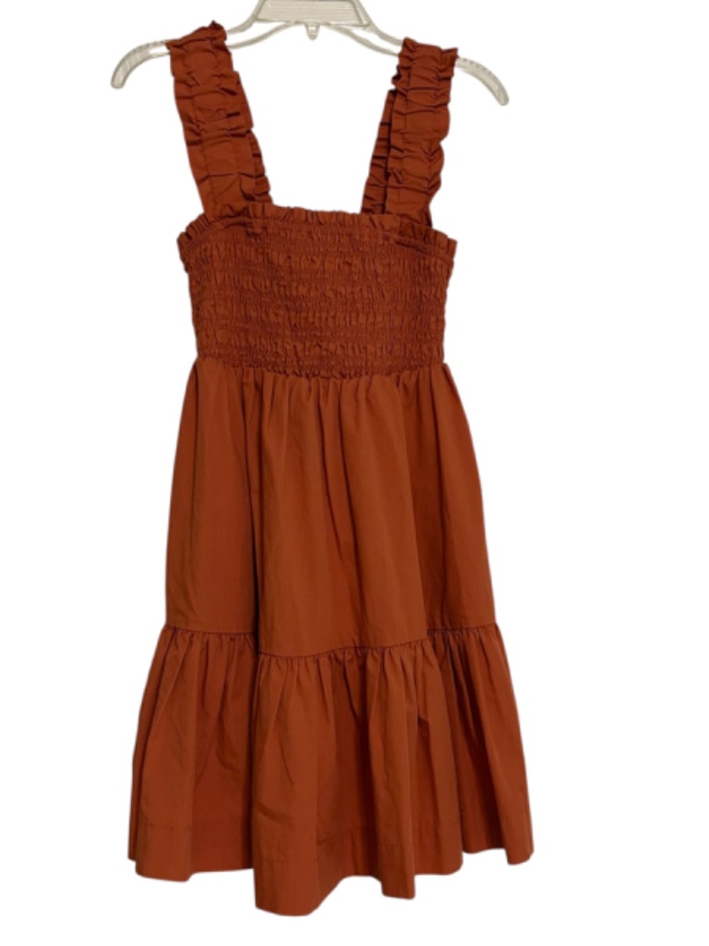 Abercrombie & Fitch Burnt Orange Sundress Smocked Scrunchie Strap 2 Tier Small - Picture 12 of 14